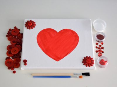 Love Heart Button Canvas Craft Kit